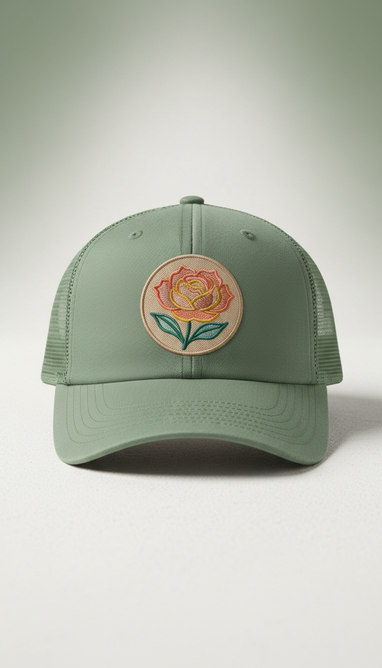 Sage Green Desert Rose Mesh Hat